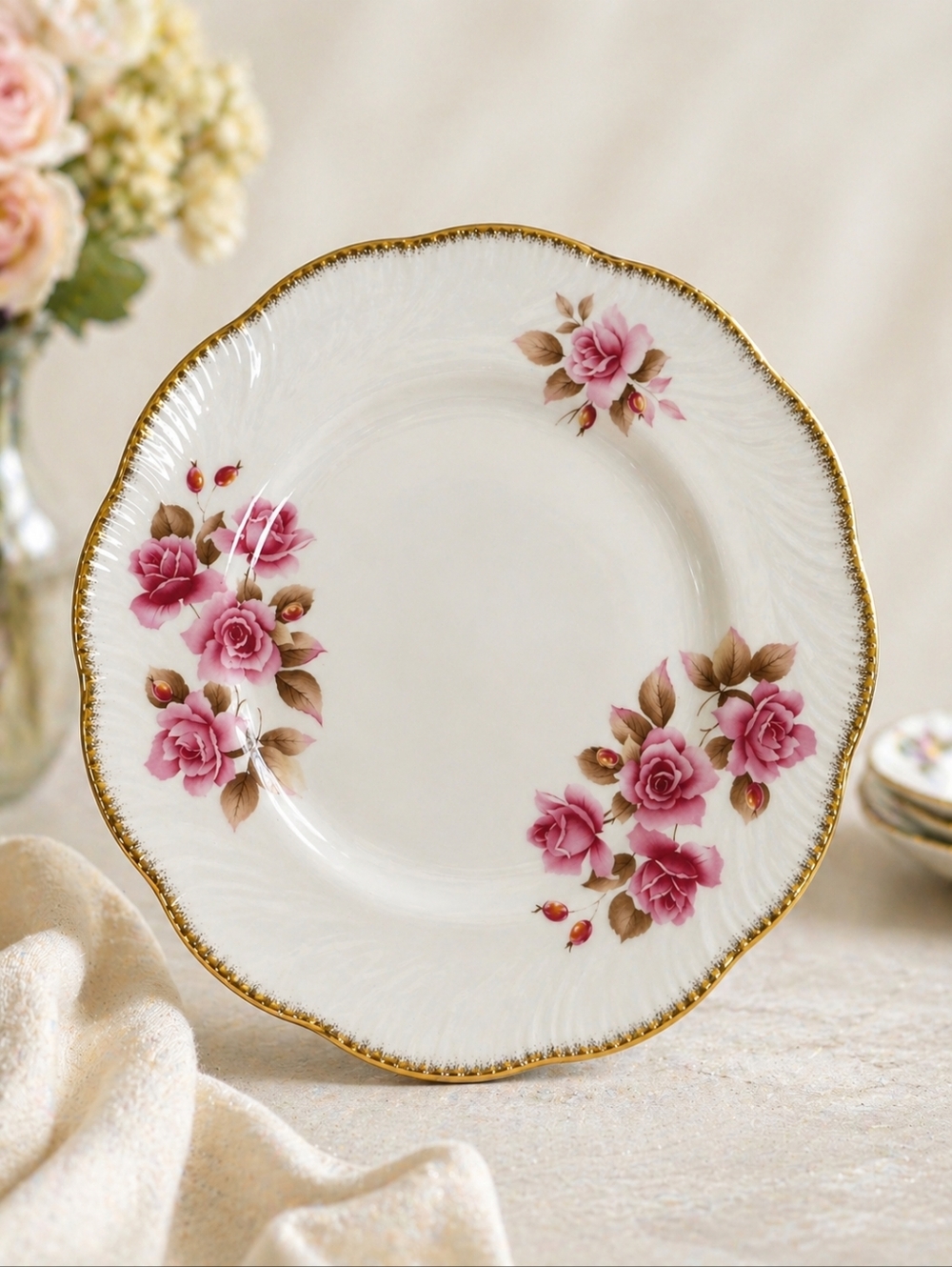 Vintage UCAGCO Hand Painted Rose Wall Plate Signed K Yamauchi
